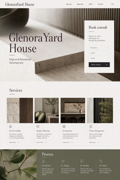 Property website design for Canada, showing a clear opening, service information, supporting content, and a focused inquiry action.