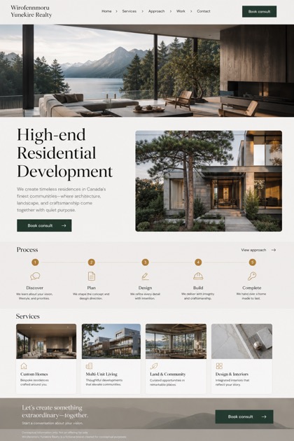 Property website design for Canada, showing a clear opening, service information, supporting content, and a focused inquiry action.