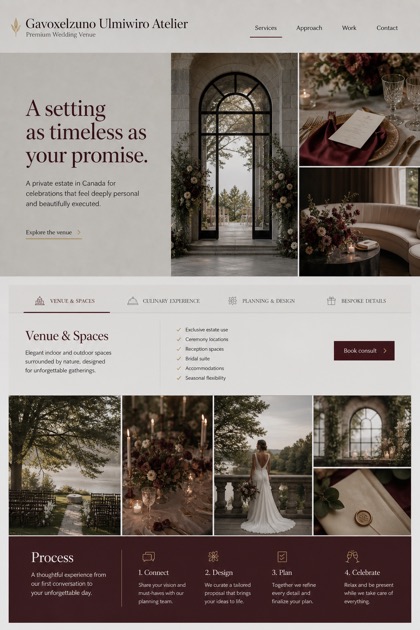 Weddings & Events website design for Canada, showing a clear opening, service information, supporting content, and a focused inquiry action.