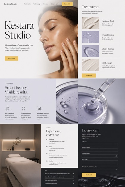 Beauty & Wellness website design for United Kingdom, showing a clear opening, service information, supporting content, and a focused inquiry action.