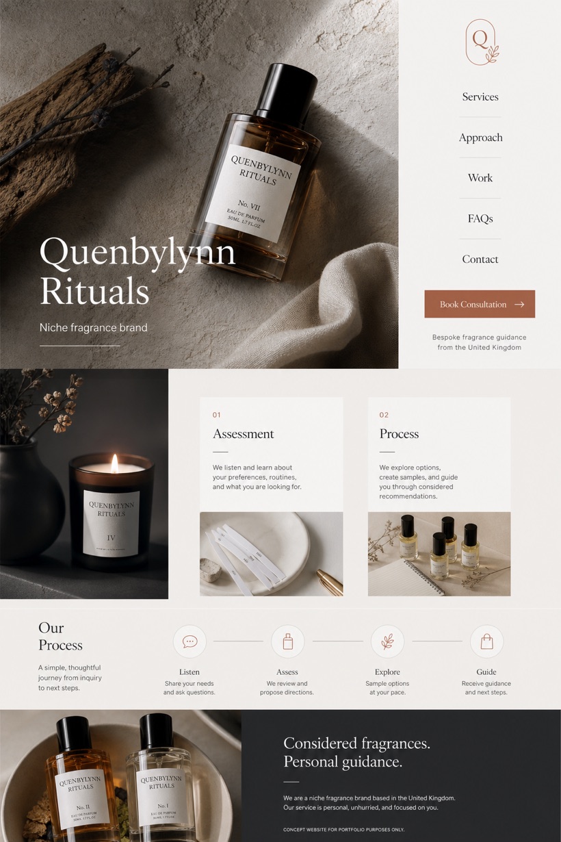 Beauty & Wellness website design for United Kingdom, showing a clear opening, service information, supporting content, and a focused inquiry action.