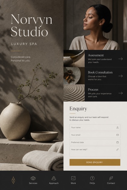 Beauty & Wellness website design for United Kingdom, showing a clear opening, service information, supporting content, and a focused inquiry action.