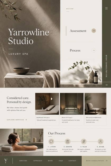 Beauty & Wellness website design for United Kingdom, showing a clear opening, service information, supporting content, and a focused inquiry action.
