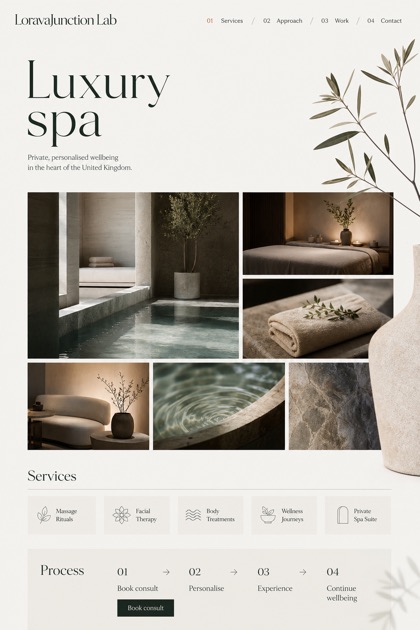 Beauty & Wellness website design for United Kingdom, showing a clear opening, service information, supporting content, and a focused inquiry action.