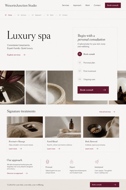 Beauty & Wellness website design for United Kingdom, showing a clear opening, service information, supporting content, and a focused inquiry action.