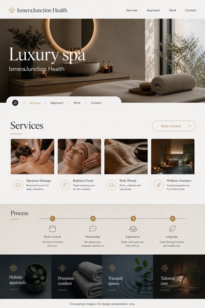 Beauty & Wellness website design for United Kingdom, showing a clear opening, service information, supporting content, and a focused inquiry action.