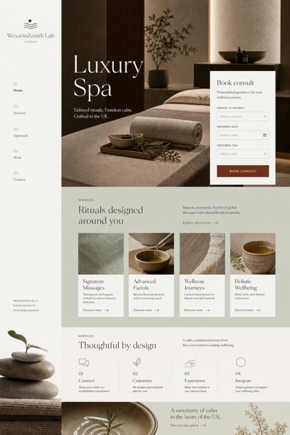 Beauty & Wellness website design for United Kingdom, showing a clear opening, service information, supporting content, and a focused inquiry action.