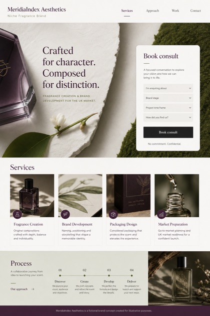 Beauty & Wellness website design for United Kingdom, showing a clear opening, service information, supporting content, and a focused inquiry action.