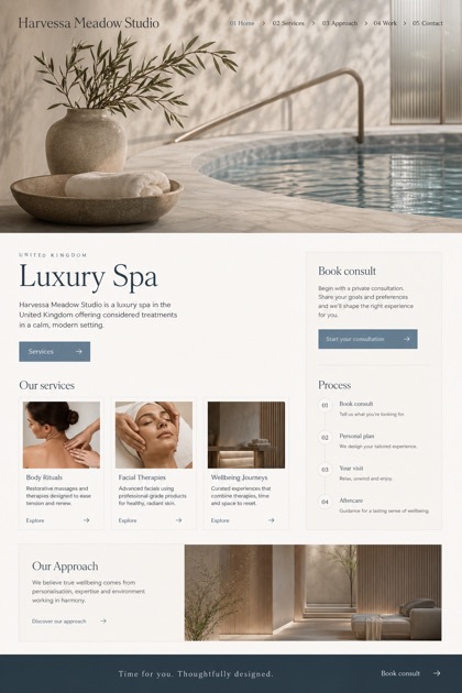 Beauty & Wellness website design for United Kingdom, showing a clear opening, service information, supporting content, and a focused inquiry action.