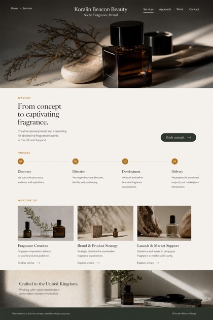 Beauty & Wellness website design for United Kingdom, showing a clear opening, service information, supporting content, and a focused inquiry action.