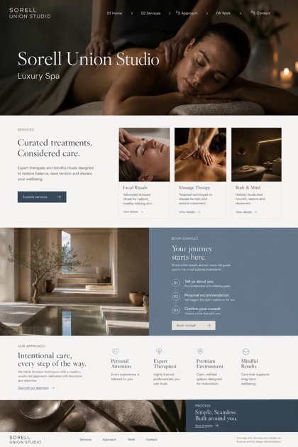 Beauty & Wellness website design for United Kingdom, showing a clear opening, service information, supporting content, and a focused inquiry action.