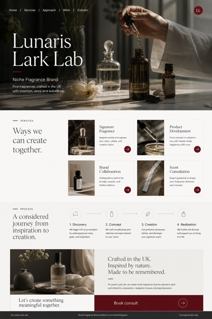 Beauty & Wellness website design for United Kingdom, showing a clear opening, service information, supporting content, and a focused inquiry action.