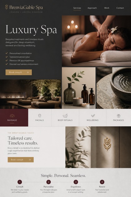 Beauty & Wellness website design for United Kingdom, showing a clear opening, service information, supporting content, and a focused inquiry action.