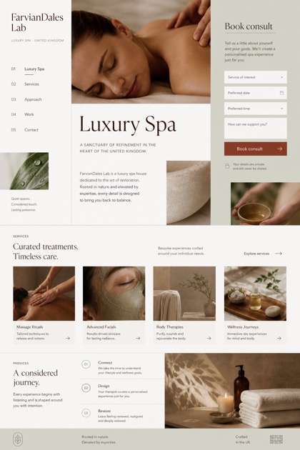 Beauty & Wellness website design for United Kingdom, showing a clear opening, service information, supporting content, and a focused inquiry action.