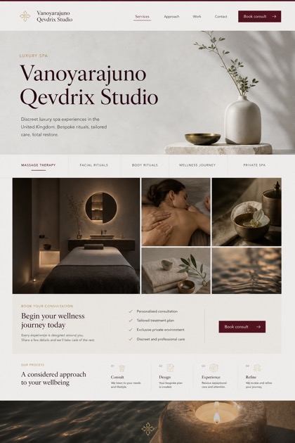Beauty & Wellness website design for United Kingdom, showing a clear opening, service information, supporting content, and a focused inquiry action.