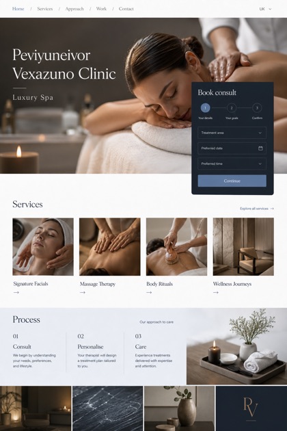 Beauty & Wellness website design for United Kingdom, showing a clear opening, service information, supporting content, and a focused inquiry action.