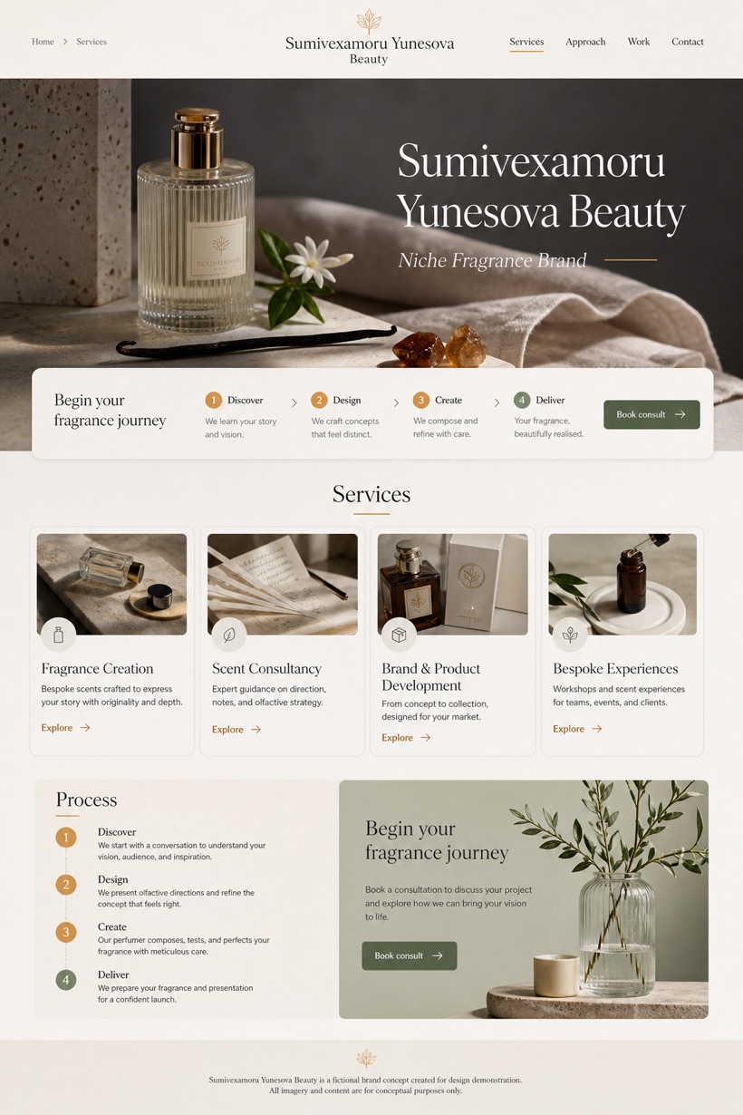 Beauty & Wellness website design for United Kingdom, showing a clear opening, service information, supporting content, and a focused inquiry action.