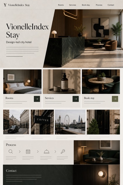 Hospitality website design for United Kingdom, showing a clear opening, service information, supporting content, and a focused inquiry action.