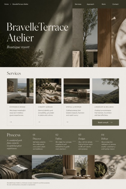 Hospitality website design for United Kingdom, showing a clear opening, service information, supporting content, and a focused inquiry action.