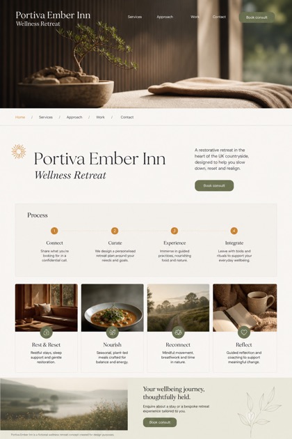 Hospitality website design for United Kingdom, showing a clear opening, service information, supporting content, and a focused inquiry action.