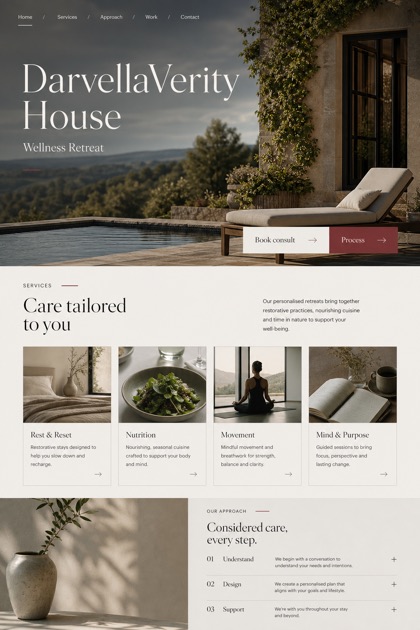 Hospitality website design for United Kingdom, showing a clear opening, service information, supporting content, and a focused inquiry action.