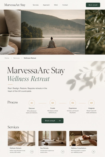 Hospitality website design for United Kingdom, showing a clear opening, service information, supporting content, and a focused inquiry action.