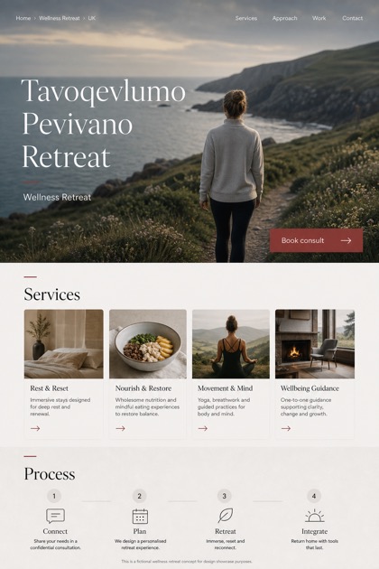 Hospitality website design for United Kingdom, showing a clear opening, service information, supporting content, and a focused inquiry action.