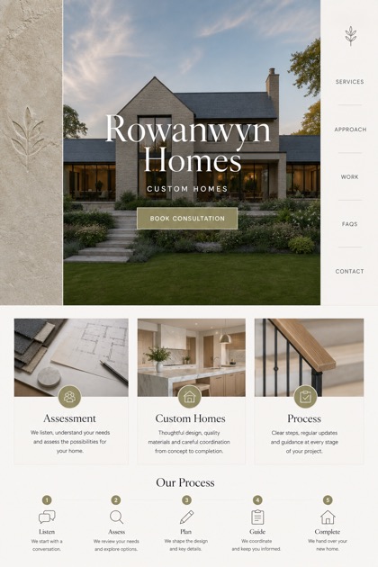 Architecture & Interiors website design for United Kingdom, showing a clear opening, service information, supporting content, and a focused inquiry action.