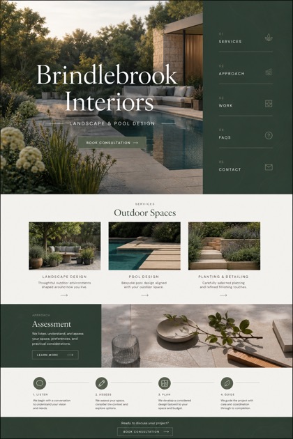 Architecture & Interiors website design for United Kingdom, showing a clear opening, service information, supporting content, and a focused inquiry action.