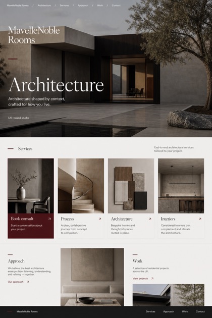 Architecture & Interiors website design for United Kingdom, showing a clear opening, service information, supporting content, and a focused inquiry action.