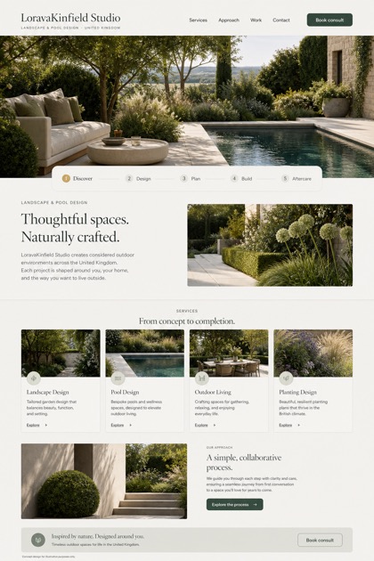 Architecture & Interiors website design for United Kingdom, showing a clear opening, service information, supporting content, and a focused inquiry action.