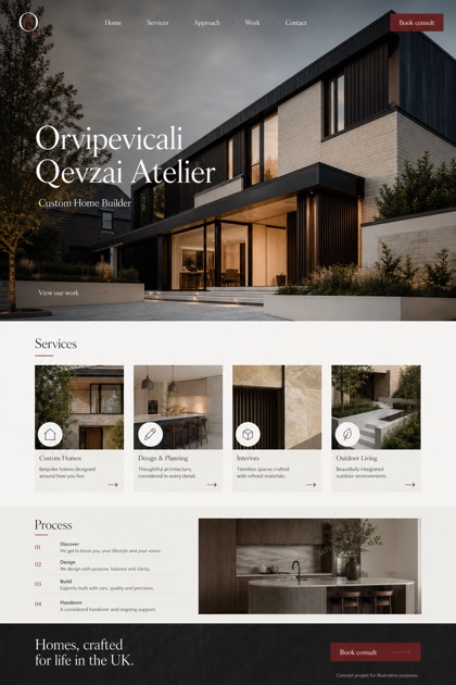 Architecture & Interiors website design for United Kingdom, showing a clear opening, service information, supporting content, and a focused inquiry action.