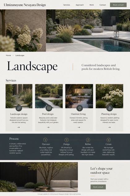 Architecture & Interiors website design for United Kingdom, showing a clear opening, service information, supporting content, and a focused inquiry action.