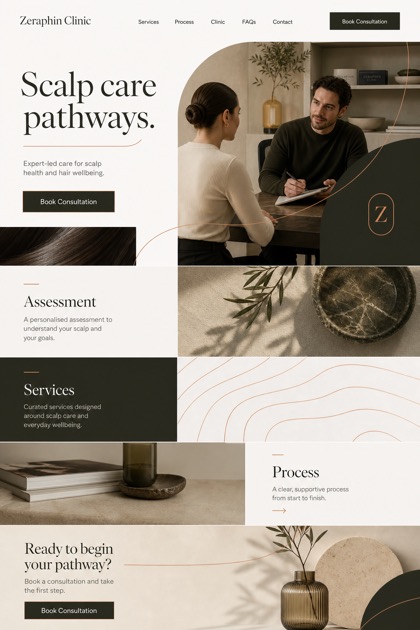Healthcare website design for United Kingdom, showing a clear opening, service information, supporting content, and a focused inquiry action.