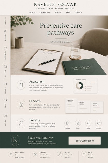 Healthcare website design for United Kingdom, showing a clear opening, service information, supporting content, and a focused inquiry action.