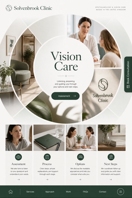 Healthcare website design for United Kingdom, showing a clear opening, service information, supporting content, and a focused inquiry action.