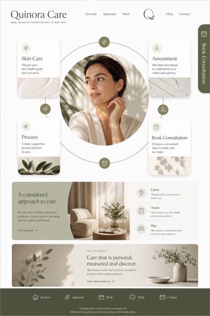 Healthcare website design for United Kingdom, showing a clear opening, service information, supporting content, and a focused inquiry action.