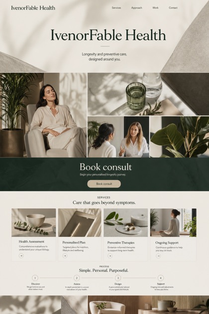 Healthcare website design for United Kingdom, showing a clear opening, service information, supporting content, and a focused inquiry action.
