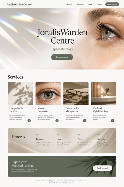Healthcare website design for United Kingdom, showing a clear opening, service information, supporting content, and a focused inquiry action.