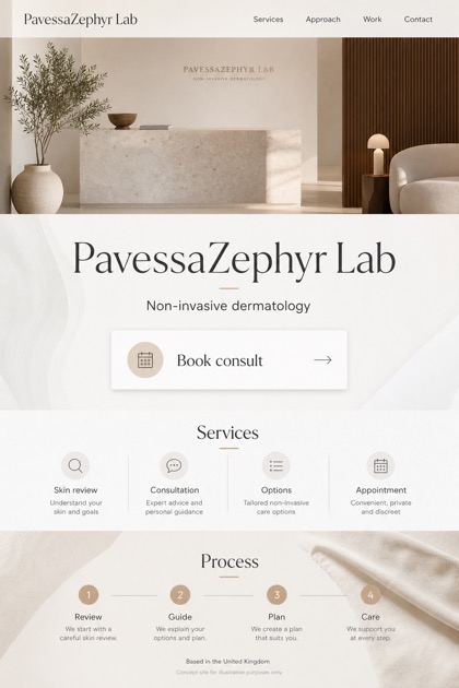 Healthcare website design for United Kingdom, showing a clear opening, service information, supporting content, and a focused inquiry action.
