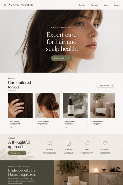 Healthcare website design for United Kingdom, showing a clear opening, service information, supporting content, and a focused inquiry action.