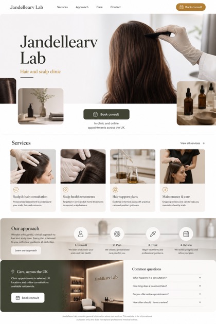Healthcare website design for United Kingdom, showing a clear opening, service information, supporting content, and a focused inquiry action.