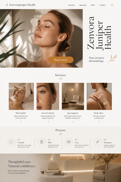 Healthcare website design for United Kingdom, showing a clear opening, service information, supporting content, and a focused inquiry action.