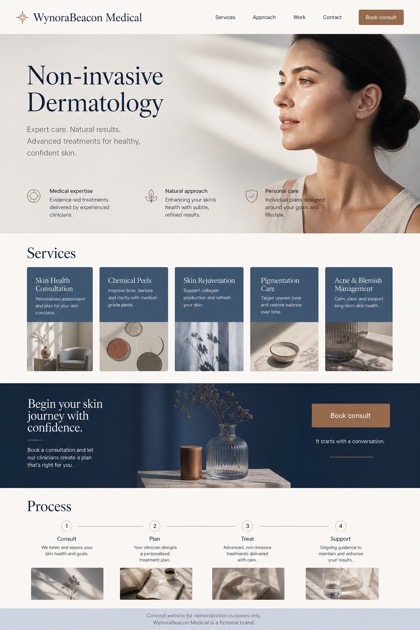 Healthcare website design for United Kingdom, showing a clear opening, service information, supporting content, and a focused inquiry action.