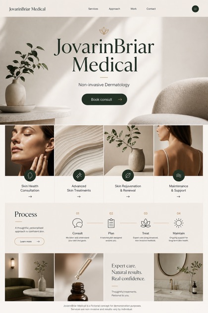Healthcare website design for United Kingdom, showing a clear opening, service information, supporting content, and a focused inquiry action.
