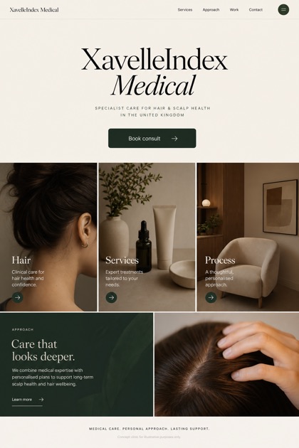 Healthcare website design for United Kingdom, showing a clear opening, service information, supporting content, and a focused inquiry action.