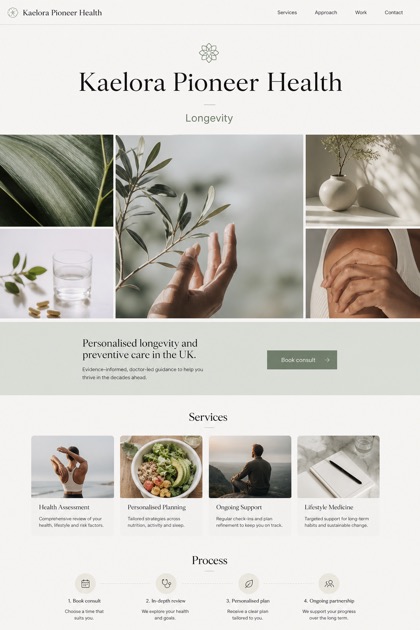 Healthcare website design for United Kingdom, showing a clear opening, service information, supporting content, and a focused inquiry action.