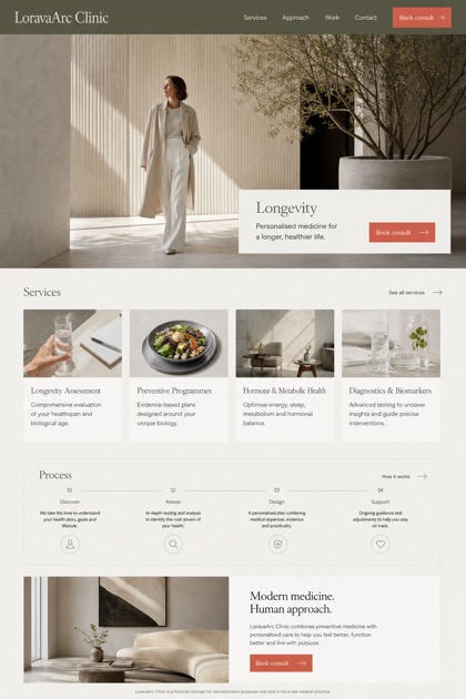Healthcare website design for United Kingdom, showing a clear opening, service information, supporting content, and a focused inquiry action.