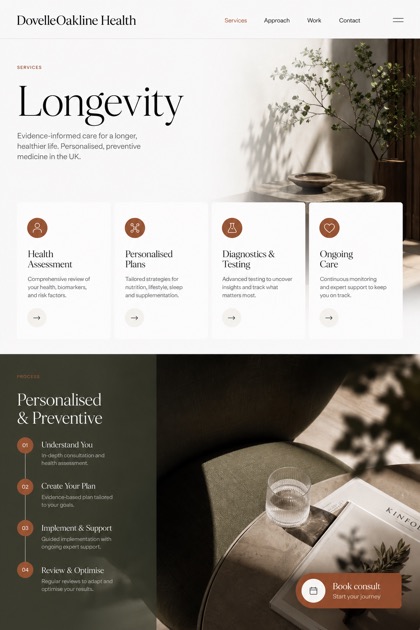Healthcare website design for United Kingdom, showing a clear opening, service information, supporting content, and a focused inquiry action.