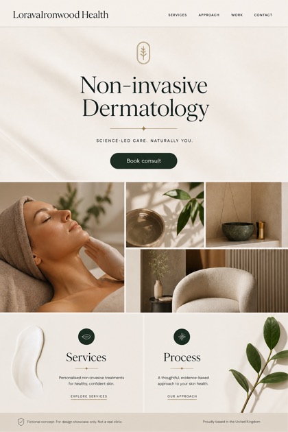Healthcare website design for United Kingdom, showing a clear opening, service information, supporting content, and a focused inquiry action.